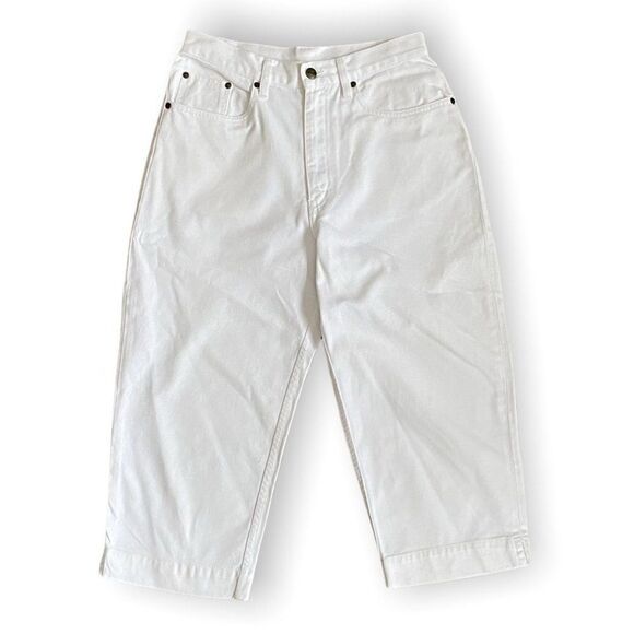 LL Bean Women’s High Waist Cotton Capri White Denim Pants - Picture 10 of 10